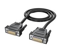 JUXINICE DB15 Male to Male Cable Foil Shielding and Tinned Copper Braid 5 Foot Black D-SUB 15 PIN RS232 Serial Cable 26AWG (5feet /1.5M, Male to Male)