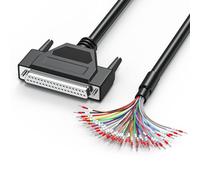 JUXINICE DB37 Female to Bare Wire with Cable Marker 3.3FT, D-SUB 37-Pin Connector to Single end Cable with Terminal,Multicore 37 Wire All Provided with Wiring Terminals-Black