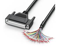 JUXINICE DB37 Female to Bare Wire with Cable Marker 6.6FT, D-SUB 37-Pin Connector to Single End Cable with Terminals, Multicore 37 Wire All Provided - Black