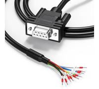JUXINICE DB9 Solderless Serial Cable,Female Connector to Bare Wire 3FT,D-SUB 9Pin Terminal Adapter Cable,All 9 Wires Equipped with Marker Terminal Blocks,Supports RS232, RS485 Communication Protocols