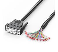 JUXINICE HDB26 Female to Bare Wire with Cable Marker 5FT,D-SUB 26Pin Connector,RS232 Doubled Shielded Extension Cord,3 Rows 26-Pin Serial Extension Cable for Server,CNC,Automation Equipment