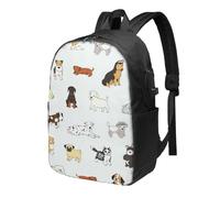 Juxweku Cartoon Doodle Puppy Dog Backpack, Laptop Computer Rucksack School Bag Bookbag for Men Women Boy Girl, 17 inch