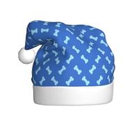 Juxweku Christmas Hat Bones Blue, Santa Claus Xmas Hat for Adult Women Men New Year Festive Decoration