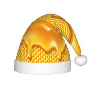 Juxweku Christmas Hat for Kids Boys Girls Bee Honeycombs, Santa Claus Xmas Hat for New Year Festive Decoration