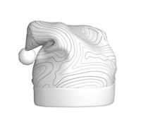Juxweku Christmas Hat Topographic Contour Map White, Santa Claus Xmas Hat for Adult Women Men New Year Festive Decoration