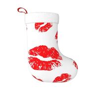 Juxweku Christmas Stockings Lips Mark Lipstick Kiss Red, 18 Inches Large Family Christmas Stocking Hanging Ornaments Decoration for Family Girls Boys