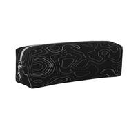 Juxweku Pencil Case Black Topographic Map Pen Box Pouch Large Pencil Bag for Boys Girls Kids, School Office Supplies