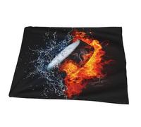 Juxweku Throw Blanket Ice Hockey Fire Water, Soft Throw Blankets for Bed Sofa Couch Bedroom Decorative, 150 x 200 cm