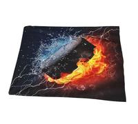 Juxweku Throw Blanket Ice Hockey Puck Fire, Soft Throw Blankets for Bed Sofa Couch Bedroom Decorative, 125 x 150 cm