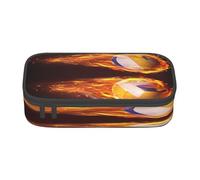 Juxweku Volleyball Balls Flying Fire Falling Pencil Case, Big Large Capacity Pen Bag for Boys Girls Students Stationery Pouch Pencil Box Desk Organizer School Office Supplies