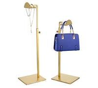 JUXYES 2 Pack andbags Display Stand Rack, Height Adjustable Retail Countertop Bags Display Stand For Handbags Wallet Tote Bag Shoulder Bag Handle Satchel Purse, Golden