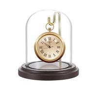 JUXYES Clear Watch Glass Display Dome Cloche With Hook and Wooden Base, Bell Terrarium Jar for Watch Ornaments