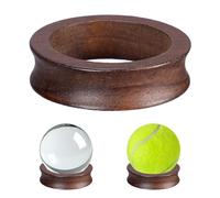 JUXYES Wooden Sphere Holder Display Stand, 3 Pack Small Wood Crystal Ball Stand, Simple Round Display Easel Stands for Crystal Balls, Baseball, Tennis Ball, Stones, Gemstones, Collections, 45mm