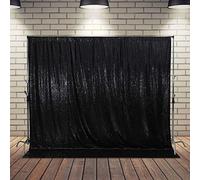 Juya Delight 10FT X 10FT Non-Transparent Sequin Photography Background Backdrop Curtain for Birthday Party Wedding Festival Ceremony (Black)