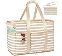 JUYANO Extra Large Beach Bag for Women with Zip Waterproof Beach Tote Bags with Wet Compartment Summer Tote Bag Family Large Shoulder Bag for Beach, Holiday, Shopping, Traveling 45L
