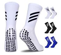 JUYANO Kids Grip Socks Football Socks Boys Girls, 3 Pairs Breathable Grip Socks Junior Anti-slip Athletic Sock for Kids AntiSkid Rubber Pads Sports Sock for Basketball Rugby Tennis Ages 6~12