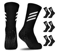 JUYANO Kids Grip Socks Football Socks Boys Girls, 3 Pairs Breathable Grip Socks Junior Anti-slip Athletic Sock for Kids AntiSkid Rubber Pads Sports Sock for Basketball Rugby Tennis Ages 6~12