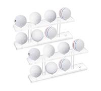 JUYAXIN 2Pcs Acrylic Golfs Ball Display Case Cabinet Shelf Double Layer Balls Stand For Collections Display Small Table Tennis Shelf