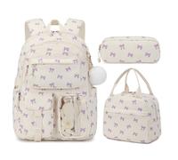 JUYAXIN Backpacks For Girl 3PCS Kids Teen School Backpack With Lunch Bag Pencil Pouches Set Lovely Bookbags Travel Backpacks With Lunch