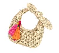 JUYAXIN Bows Decorated Straw Handbag Lightweight Design Top Handle Purse Suitable for Travel Evening Event and Shopping Straw Woven Bag for Beach Parties