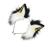 JUYAXIN Dark Series 2000s Theme Wolf Ear Headpiece Soft Plush Hairhoop For Roleplay Event Music Festival Hair Band For Women Girl Plush Animal Ear Hairhoop