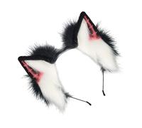 JUYAXIN Dark Series 2000s Theme Wolf Ear Headpiece Soft Plush Hairhoop For Roleplay Event Music Festival Hair Band For Women Girl Plush Animal Ear Hairhoop
