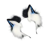 JUYAXIN Dark Series 2000s Theme Wolf Ear Headpiece Soft Plush Hairhoop For Roleplay Event Music Festival Hair Band For Women Girl Plush Animal Ear Hairhoop