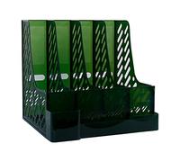JUYAXIN Desktop 4-grid File Folder Vertical File Magazine Organizer with Pen Holder 3 Containers Lable Window for Office School Magazine Organizer Box