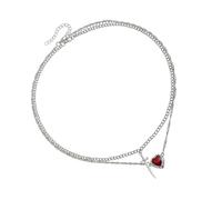 JUYAXIN Edgy Dark Feminine Expression Adjustable Length Alloy Necklace Neckchain Featuring Edged Heart Detail for Concerts Punk Inspired Adjustable Necklace Chain for Evening Gatherings Casual Use