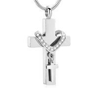 JUYAXIN Elegant Double Crossed Pet Ashes Memorial Pendant Necklace with Stainless Steels for Daily Use Remembrances Jewelry Memorial Jewelry