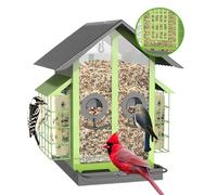 JUYAXIN Large Capacity Bird Feeder for Outdoor Use with Perch Multiple Drainage Holes and Easy Hanging Feature Bird Feeder