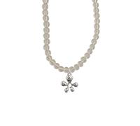 JUYAXIN Minimalist Crystal Bead Chokers Necklace Silver Blossom Charm Layering Neck Jewelry for Work Event and Social Gatherings Silver Flower Beaded Necklace
