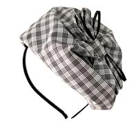 JUYAXIN Plaids Hairband for Female French Bowknot Half Hat Hairhoop Elegant Dinner Party Dress Headband Accessories Hairhoop