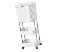 JUYAXIN Renter Friendly Trash Bin Storage Shelf Organizers Not Need Drilling Compactly Kitchen Storage Easy Cleaning Garbage Space Saving Trash Organizers