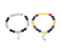 JUYAXIN Stylish Elastic Rope Bracelets Y2k Aesthetics Beaded with Assorted Cute Pendants Charm Couple Bangles Jewelry Beads Couple Distance for Men Women