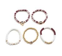 JUYAXIN Stylish Football Charm for Men and Women Adjustable Letter Beaded Bangles Stackable Team Spirits Jewelry Football Mom Accessories