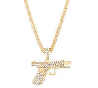 JUYAXIN Trendy Assault Rifles Necklace with Premium Cubic Zirconia Stones for Unique Styles Hipsters Streetwear Diamonds Accessory Party Jewelry Sparkling Machine Chain