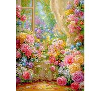 JUYIYUANFUZH Cross Stitch Starter Kits Adults DIY Embroidery Kit with Pattern a Curtain of Dreams 8 Easy Cross Stitch Kits for Beginners11CT: 40×50Cm