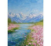 JUYIYUANFUZH Cross Stitch Starter Kits Adults DIY Embroidery Kit with Pattern A River Beneath The Snow Mountain 3 Adults DIY Embroidery Kit Beginners Children Wall Home DéCor 11CT: 15.7 * 19.7In