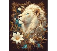 JUYIYUANFUZH Cross Stitch Starter Kits Adults DIY Embroidery Kit with Pattern Ancient Style Lion 7 Adults DIY Embroidery Kit Beginners Children Wall Home DéCor 11CT: 15.7 * 19.7In