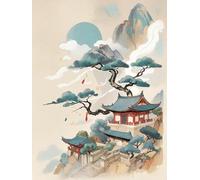 JUYIYUANFUZH Cross Stitch Starter Kits Adults DIY Embroidery Kit with Pattern Ancient Temple in The Clouds 4 Adults DIY Embroidery Kit Beginners Children Wall Home DéCor 11CT: 15.7 * 19.7In