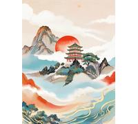 JUYIYUANFUZH Cross Stitch Starter Kits Adults DIY Embroidery Kit with Pattern Ancient Temple in The Clouds 1 Adults DIY Embroidery Kit Beginners Children Wall Home DéCor 11CT: 15.7 * 19.7In