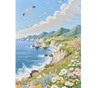 JUYIYUANFUZH Cross Stitch Starter Kits Adults DIY Embroidery Kit with Pattern Coastal Flowers C Easy Cross Stitch Kits for Beginners11CT: 40×50Cm