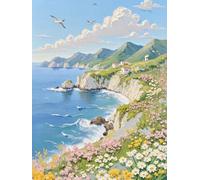 JUYIYUANFUZH Cross Stitch Starter Kits Adults DIY Embroidery Kit with Pattern Coastal Flowers D Easy Cross Stitch Kits for Beginners11CT: 40×50Cm