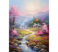 JUYIYUANFUZH Cross Stitch Starter Kits Adults DIY Embroidery Kit with Pattern Countryside in a Dream 4 Easy Cross Stitch Kits for Beginners11CT: 40×50Cm