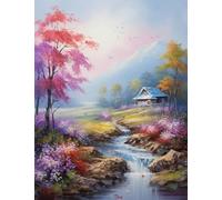 JUYIYUANFUZH Cross Stitch Starter Kits Adults DIY Embroidery Kit with Pattern Countryside in a Dream 5 Easy Cross Stitch Kits for Beginners11CT: 40×50Cm