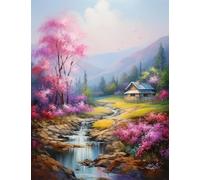 JUYIYUANFUZH Cross Stitch Starter Kits Adults DIY Embroidery Kit with Pattern Countryside in a Dream 6 Easy Cross Stitch Kits for Beginners11CT: 40×50Cm