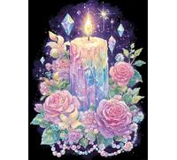 JUYIYUANFUZH Cross Stitch Starter Kits Adults DIY Embroidery Kit with Pattern Crystal Candle 2 Adults DIY Embroidery Kit Beginners Children Wall Home DéCor 11CT: 15.7 * 19.7In