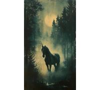 JUYIYUANFUZH Cross Stitch Starter Kits Adults DIY Embroidery Kit with Pattern Dark Unicorn 4 Adults DIY Embroidery Kit Beginners Children Wall Home DéCor 11CT: 15.7 * 19.7In
