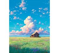 JUYIYUANFUZH Cross Stitch Starter Kits Adults DIY Embroidery Kit with Pattern Dusk Falls on The Grassland B Easy Cross Stitch Kits for Beginners11CT: 40×50Cm